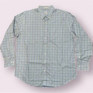Peter Millar Nanoluxe Easycare Button Down Shirt Blue Green Plaid Men’s XL